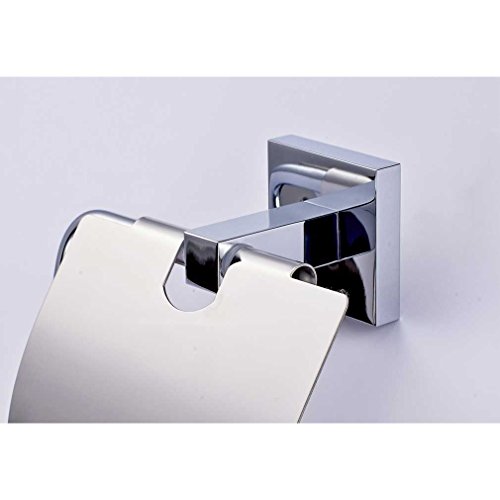 Auralum Einfach Klopapierhalter aus Hochwertigem Verchromt ,14.2×13.5×5.5 cm, Toilettenpapierhalter mit Deckel - 2