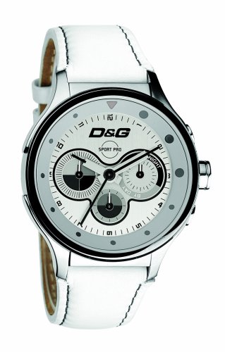 D&G DW0212 Unisex 'Codename' Silver Dial White Strap Watch