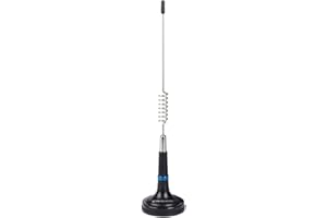 Midland - Antenna CB Magnetica LC29 per Radio CB Portatili, Base 68mm, Banda 26-28 MHz, 40 Canali, Potenza Max 30W, Cavo 4m con Connettore PL - Stilo in Acciaio Inox, Basso ROS, Accessori Radioamatori