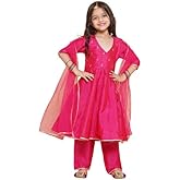 Bitiya By Bhama Girls Embroidered Empire Gotta Patti Kurta with Trousers & With Dupatta(TKS075)