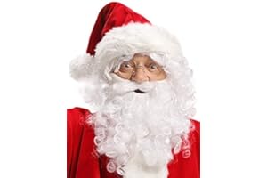 Balinco Blinco Weihnachtsmann Kostüm Set für Herren – Bart & Perücke, Augenbrauen, Weihnachtsmütze & Brille – Nikolaus Verkleidung für Weihnachten, Feier, Cosplay & Fotos