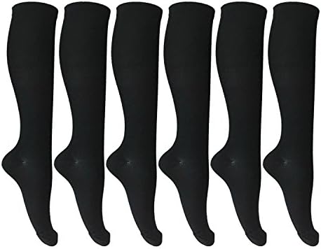 MIXSNOW 6 Pairs of Unisex Compression Socks (15-20mmHg) for Running, Nurses, Shin Splints, Travel, Flight, Pregnancy &amp; Maternity Small/Medium Black