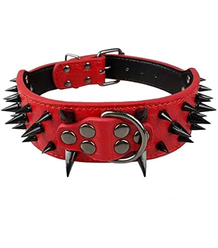 HOOT Hundehalsband Aus Kunstleder, Verstellbar, Mit Nieten – Größe L (53–61 Cm), Schwarz