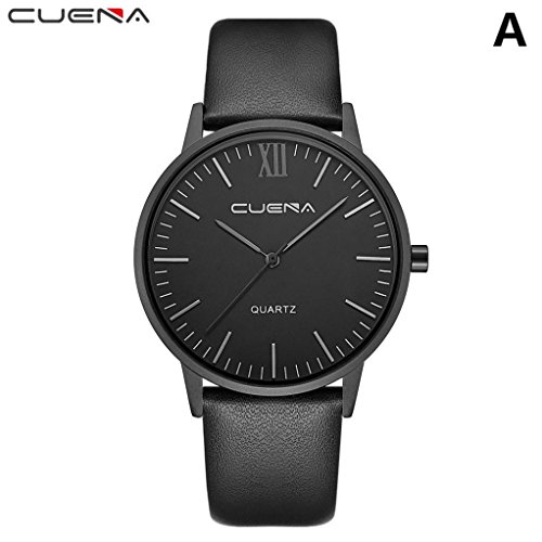 Preisvergleich Produktbild Herrenuhr Bestnote Quarz Uhren,Hevoiok Neu Exquisit Leder Designer Minimalistisch Vertraglicher Stil Uhr Herren Lässig Business Armbanduhr (Black A)