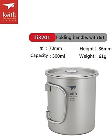 Titanium Mug Camping Mug Outdoor Cup with cover Outdoor Tableware 300ml (Ti3201)