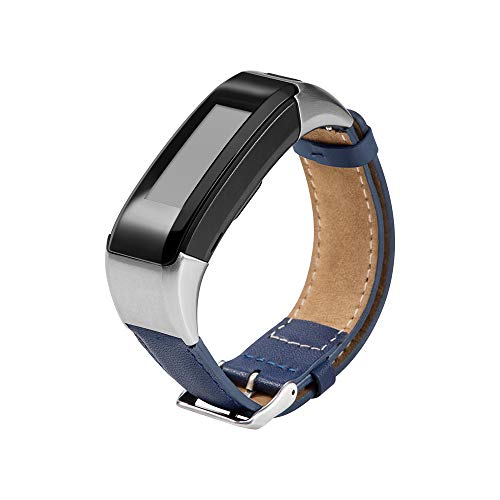 Preisvergleich Produktbild Wokee Lederarmband Ersatz Armband Zubehör für Garmin Vivosmart HR + (Tiefes Blau)