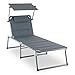 Produktbild blumfeldt Amalfi Noble Grey Sonnenliege Gartenliege Relaxliege Liegestuhl ergonomisch 5-stufig Verstellbar Pulverbeschichtung Verstellbare Sonnenblende witterungsbeständig Grau