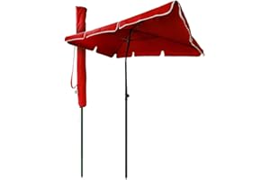 vounot® Parasol Inclinable Rectangulaire 200x125cm Hauteur 2m35 Toile Polyester 160gr/m2 avec Protection UV Parasol Pliable pour Extérieur Housse de Protection Inclus Rouge Foncé