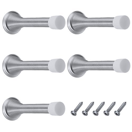 détail Hotop 5 Pièces 85 mm Arrêt de la Porte Printemps en Métal Butée de Porte avec Vis et Plaque de Base, Argent