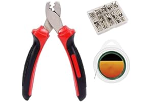 CROCH Fishing Crimper Tools Sleeves Set Stainless Steel Fishing Pliers 300 Crimp Sleeves in 7 Different Sizes (A)