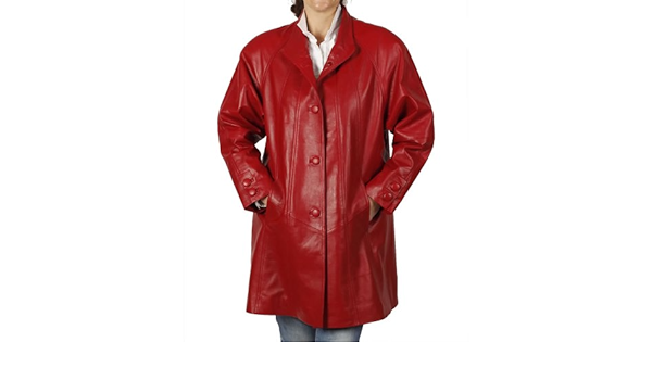 red leather swing coat