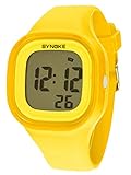 SYNOKE Kinder Digital Armbanduhr 5 ATM Wasserdichte Digitaluhr Mädchen Jungen Uhr Multifunktion - Bonbonfarbe Gelb