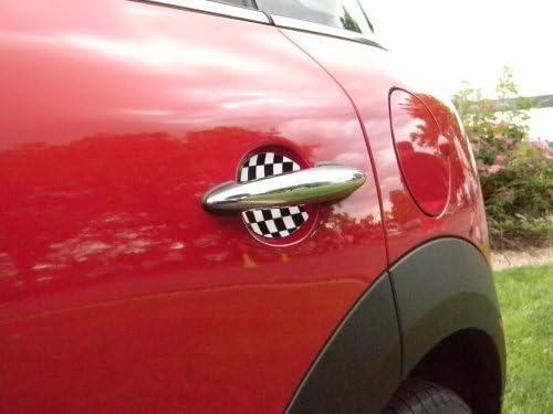 Mini Cooper Checkered Flag Car Door Handle Scratch Guards Protectors Qty 2 Fit All by Cupeez for Cars