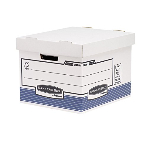 Bankers Box System Standard Archivbo (mit FastFold System, aus 100% recyceltem Karton, 2er-Packung) weiß/blau