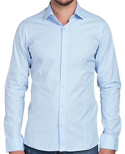 Redbridge Camisa Hombre Slim Fit Basic Diseño Manga Larga Camisa para Hombre Azul Claro L