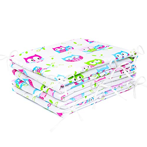 Amilian® Bettumrandung Nest Kopfschutz Nestchen 420x30cm, 360x30cm, 180x30 cm Bettnestchen Baby Kantenschutz Bettausstattung Eule weiß (360x30cm)