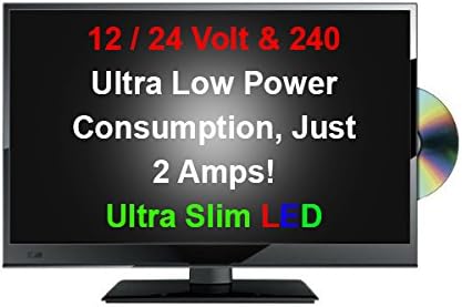 24" Ultra Slim LED HD Ready Digital Freeview USB Record TV DVD. Caravan HGV Boat. 12 and 24 Volt DC 12v 240v