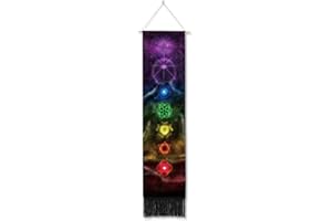 Ricemru Schmale Wandteppich Buddha Lotus Wandbehang Buddhismus Yoga Chakren Bunt African Mandala Wandtuch Psychedelic Trippy Wanddeko Tapestry Wandkunst Deko