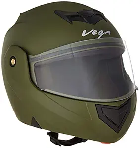 Vega Crux DX Flip-Up Helmet (Dull Battle Green, Large)