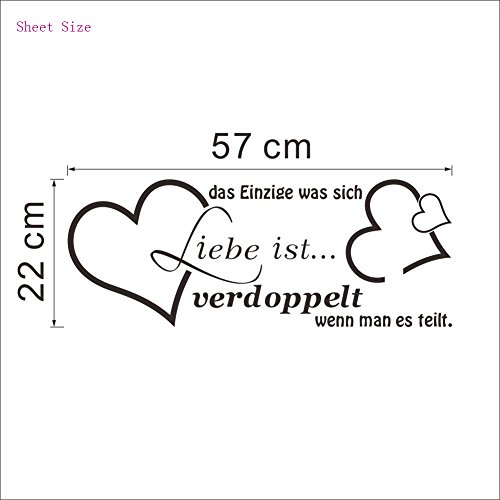 ufengke® „Liebe ist“ German Liebe Zitate und Sprüche Wandsticker, Wohnzimmer Schlafzimmer Entfernbare Wandtattoos Wandbilder - 2