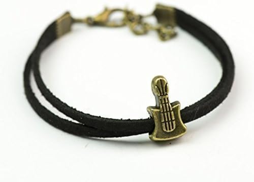 CWS Handmade Bronze Hippy Friendship Charm Bracelet, Symbols: Guitar