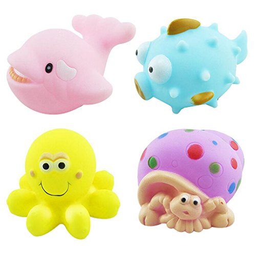 Gazechimp 4pcs Badewannenspielzeug Quietschende Spielzeug Für Baby Badespaß Wasser Spaß - 2