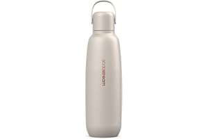 SodaStream - fizz&go Stainless Steel, Botella de Acero Inoxidable para Gasificar Agua, Mantiene Frío y Calor Durante 12h, Compatible con Máquinas Gasificadoras SodaStream, Sin BPA, Color Sand - 900 ml