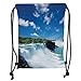 Produktbild ZKHTO Drawstring Sack Backpacks Bags,Waterfall,Big Powerful Niagara Waterfalls Flowing Fastly Dreamy Wild Space Photo,Blue White Green Soft Satin,5 Liter Capacity,Adjustable String Closure,Th
