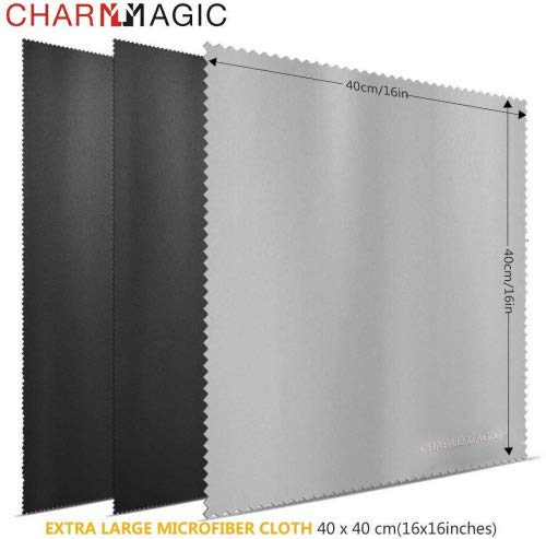 Charm & Maigc Extra Grande de Microfibra Paños de Limpieza para Todo Tipo de Screens-3 unidades (2 Negro + 1 Gris, 40 x 40 cm)
