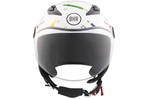 Casco Moto Bambino Demi-Jet, BHR 838 CHILDREN, Casco Scooter per Bambini/Bambine Omologato ECE 22.06, Visiera Antigraffio e Sgancio Micrometrico, Pencils, L