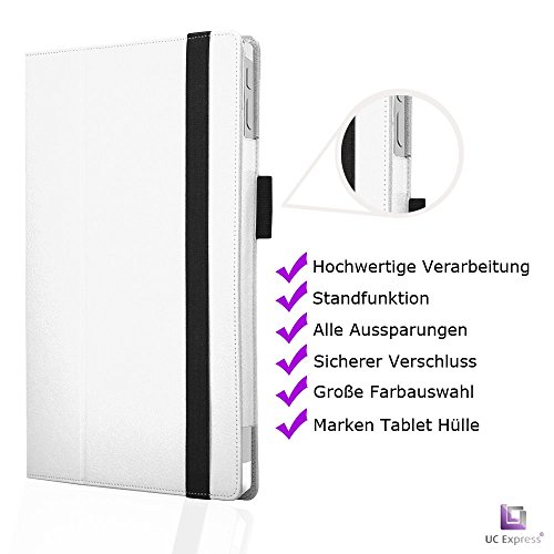 Tasche für Microsoft Surface 3 mit praktischer Stand Funktion aus robustem Kunstleder kombiniert Schutz und Design für Ihr Microsoft Surface 3 Hülle Cover Case Weiss von UC Express® - 8