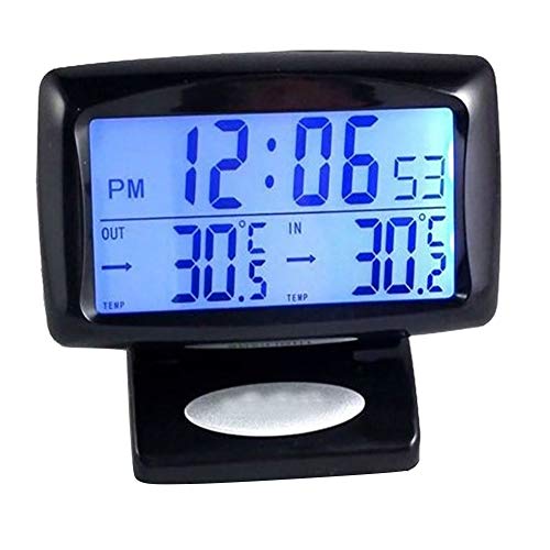 Preisvergleich Produktbild TLfyajJ Auto Fahrzeug LED Digital LCD Thermometer Clock Temperaturmesser mit Hintergrundbeleuchtung-Große Bildschirmanzeige, bequem zu lesen Schwarz