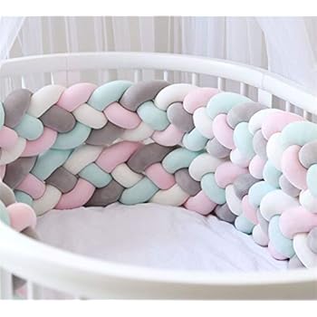 Blackflame Noeud Tresse Bebe Decoration Tressee Tour De Lit Bebe Berceau Tisse A La Main Noue En Peluche Coussin Bumper Lit Noue Oreiller 2m Rose Accessoires De Literie Tours De Lit