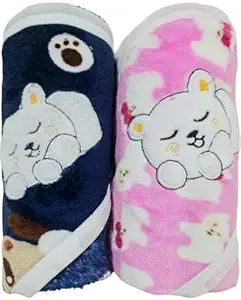 BRANDONN Baby Blankets Newborn Combo Pack of Hooded Soft Wrapper Cum Towel for Baby Boys and Baby Girls Pack of 2