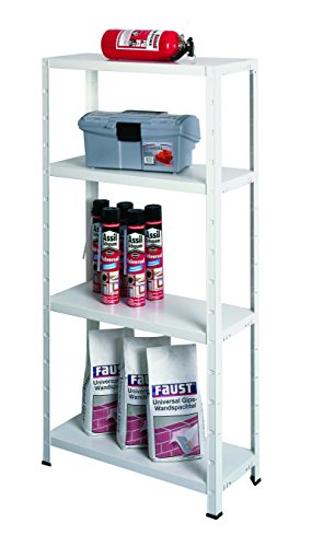 Regal Steckregal weiß Metall 137x75x30cm Regalsystem Steckregalsystem 4 Metall-Böden Traglast 200kg einfache Montage durch Stecksystem kein Verschrauben Schulte - 2