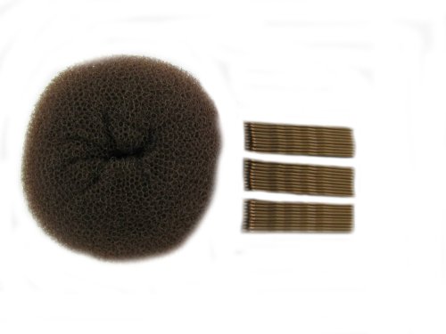 GIZZY® Brown extra large bun ring and 30 piece longer length kirby grip set.