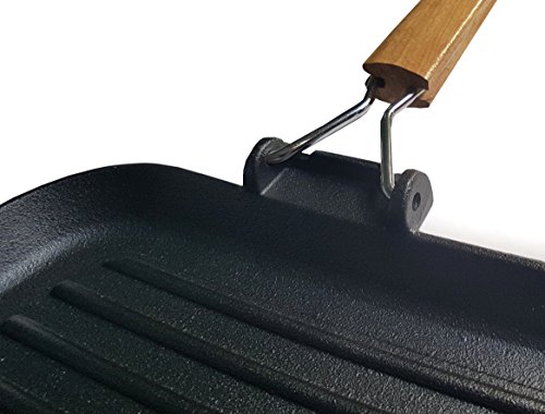 osoltus Grillplatte Gusseisen mit 2 Griffen Steakgrillpfanne Pfanne 50 x 27cm - 3