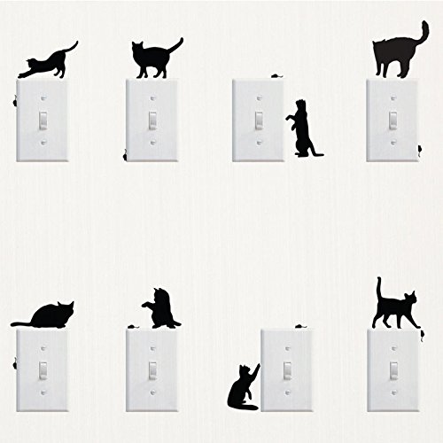 8 Katzen Lichtschalter hochwertige UV-beständige Aufkleber,Sticker, für Auto,Wand,Laptop,Fliesen,Bad,Badezimmer,WC, und alle glatten Flächen aus Hochleistungsfolie ohne Hintergrund,