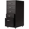 Panana 5 Drawer Mobile File Cabinet Vertical Metal Office Filing Storage Unit with Rolling Wheel D 41 x W 58 x H 69cm (Black)