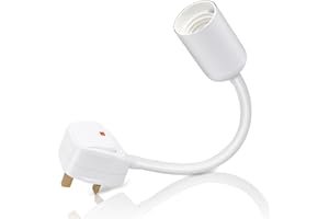 CRZPCHAS E27 Lamp Holder with Switch, Flexible Bulb Holder Plug in Wall Light Screw Socket Holder White, Light Bulb Adapter Extension 20CM Gooseneck for Bedroom, Kitchen, Office(Without Bulb)