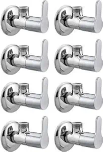 ZESTA Stainless Steel Flora Angle Valve Stop Cock for Bathroom Taps, Geyser and Wash Basin Connection with Wall Flange (Pack of 8)