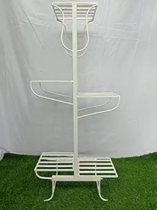 Sunrise Plant Stand 5- Tier Metal Plant Pot Stand Display Shelf Indoor Outdoor Flower Rack Holder - Planter Shelves - Home Garden Decor - White