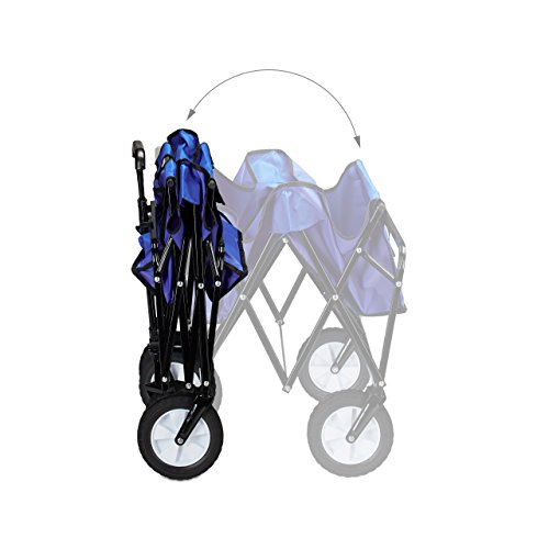 Relaxdays Bollerwagen faltbar, Handwagen, Einlegeboden, 360 ° drehbar, H x T x B: ca. 55 x 83 x 51,5 cm, blau - 3