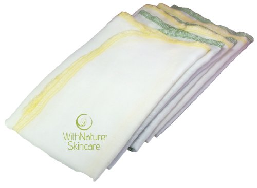 WithNature Skincare Pure & Gentle Muslin Face Cloths (Pack of 6) Multi-coloured