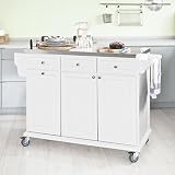 SoBuy® FKW33-W Neu Luxus-Küchenwagen mit Edelstahlplatte, Küchenschrank, Kücheninsel,Servierwagen, Rollwagen, mit Ablage für Mülleimer, Abfalleimer - 7