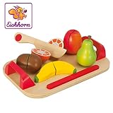 Eichhorn 100003721 - Schneidebretter, Set mit Früchten, 12-teilig - 26x16,5 cm - Schneideobst aus Holz mit Klett-Verbindung