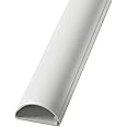 25cm – 16mm x 8mm White Trunking | HALF ROUND Cable Conduit Cover | HDMI AV TV Ethernet & Speaker Wire Ducting | Wall Tidy Management | Self-Adhesive Backing *EASY INSTALL* | Neat Skirting Home