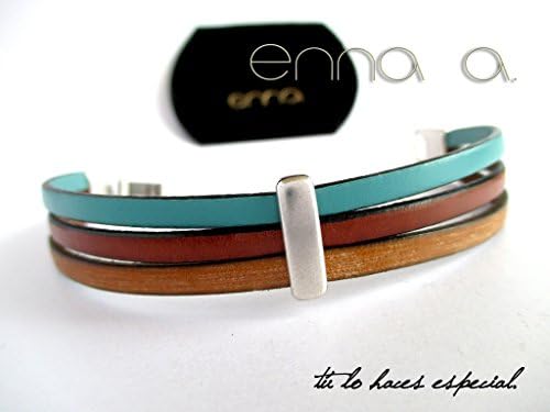 Triple bracelet, brown, blue and vintage
