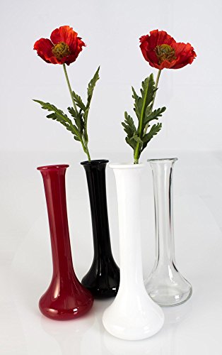 Stielblumenvase / Blumenvase KOBY, weiß, 25cm, Ø9,5cm – Einzelblumen Vase / Tischvase - 6