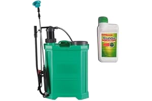 Suinga - Pack ROUNDUP 500ml + PULVERIZADOR 16L MOCHILA pulverizar, sulfatar, regar huerto y jardín a presión con indicador de nivel